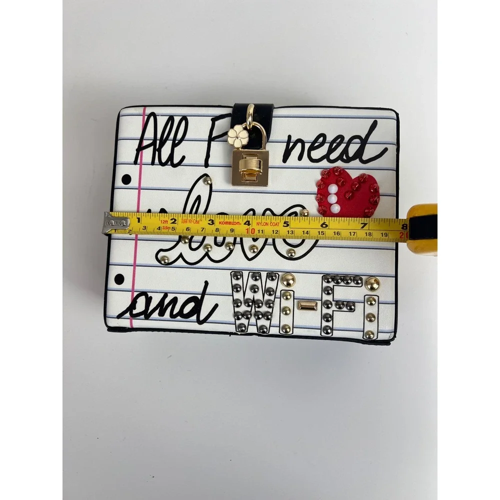 Novelty Book Clutch Purse All I Need Is Love Wi-Fi Top Handle Bag No Strap